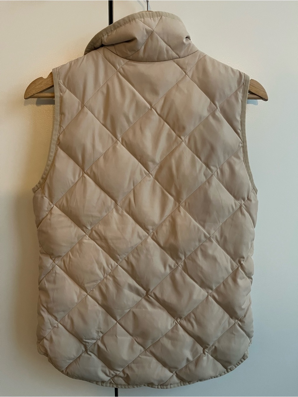 J. Crew Diamond-Quilted Puffer Vest in Light Beige